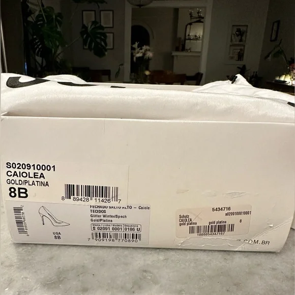 Schutz Gold Glitter Heels - 8 - NEW - Picture 7 of 7